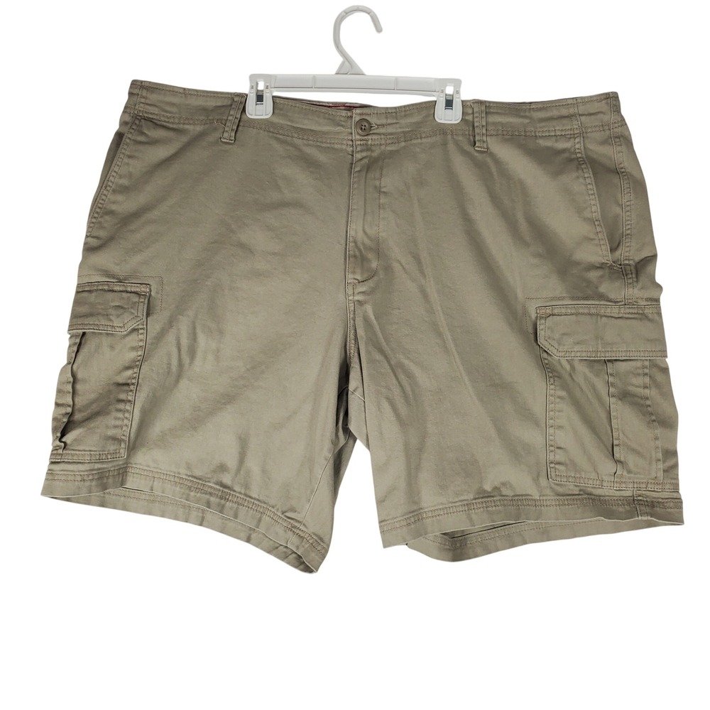 George Mens Khaki Cargo Shorts Size 46 Tan Utility Multi Pocket Casual Cotton